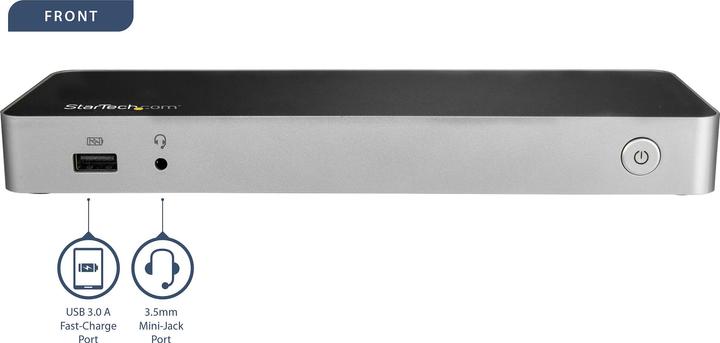 Image du produit StarTech Double Moniteur USB C Dock - Pd (USB-C, 1 Ports)