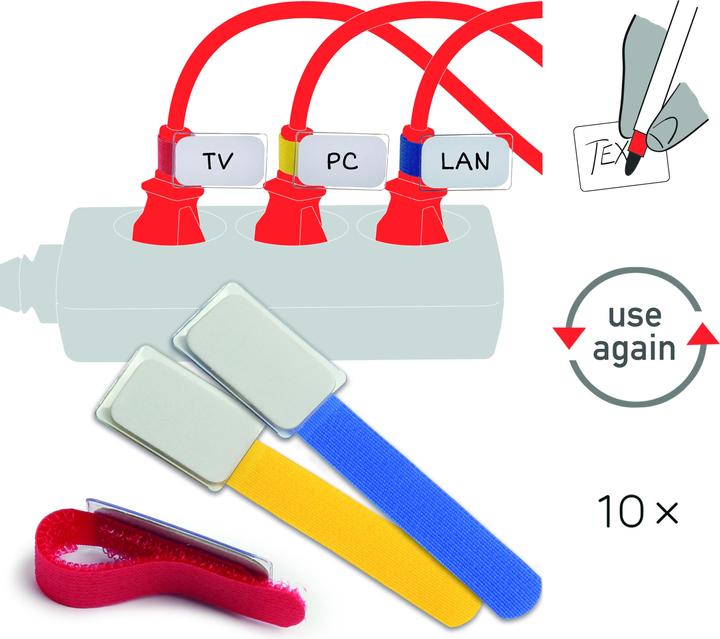 Produktbild Label-the-cable kleine Klettbinder mit Etikette (Klettkabelbinder, 90 mm, 10 Stk.)