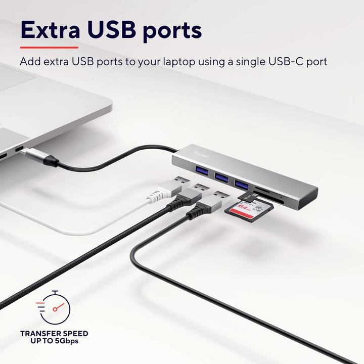 Image du produit Trust Hub Halyx 3 x USB 3.2 Gen 1 (USB-C, 3 Ports)