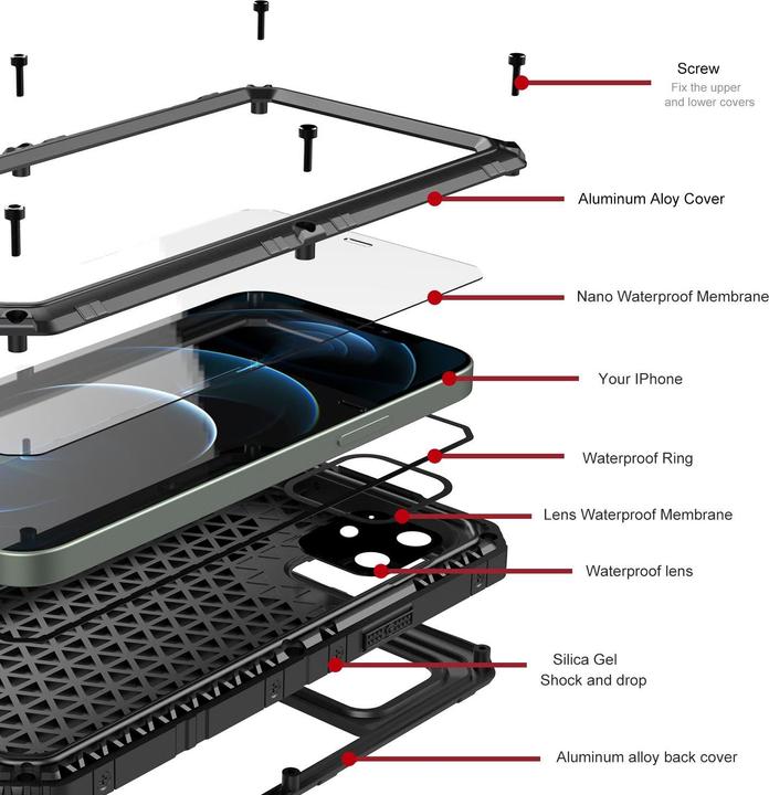 Produktbild Cadorabo Outdoor Hülle 360 Grad Schutz (Apple iPhone 12)