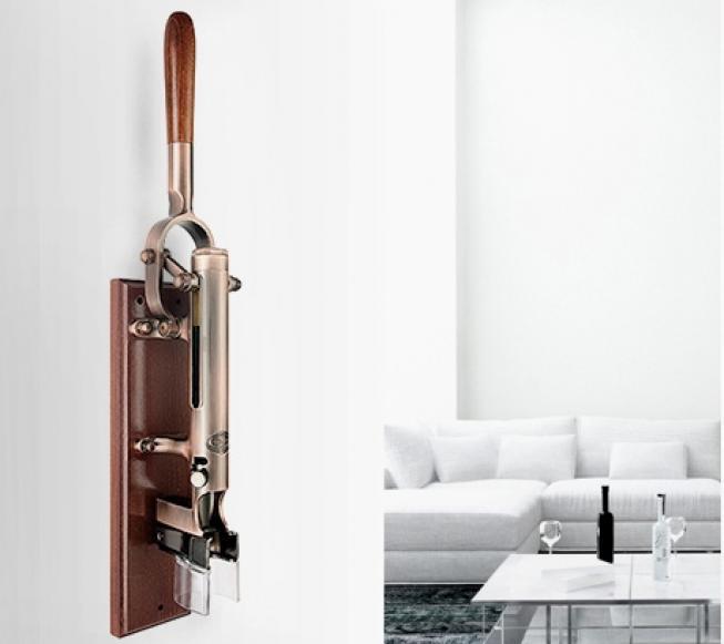 Image du produit Tire-bouchon mural avec support en bois (Tire-bouchon levier)