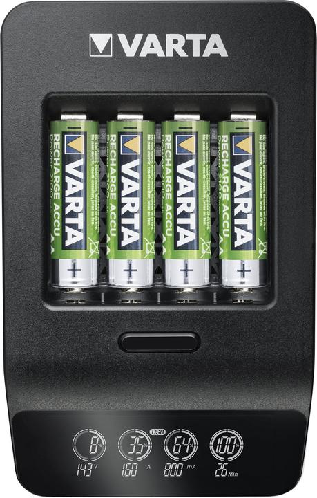 Varta LCD Smart Charger+ (1 Stk., AA, 2100 mAh, Ladegerät inkl. Akku)