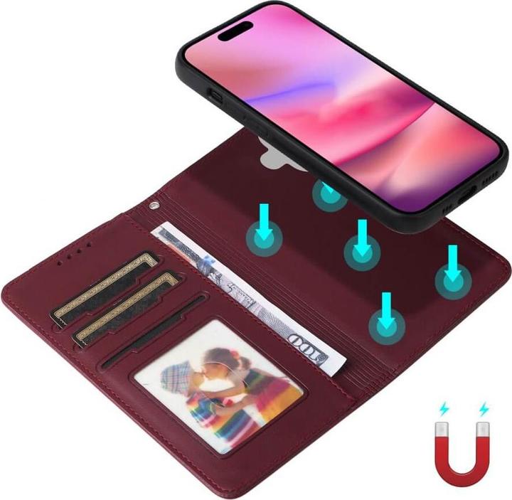 Immagine prodotto Cover-Discount iPhone 16 - Custodia portafoglio divisibile 2 in 1 per cellulare (Apple iPhone 16)