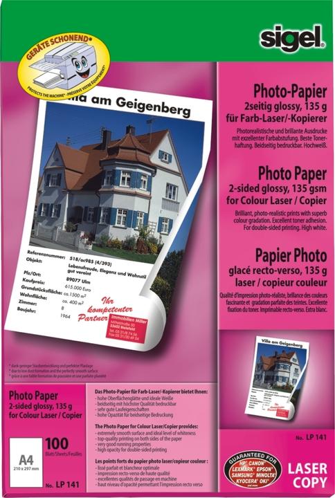 Actual product image Sigel Laser photo paper (135 g/m², A4, 100 x)