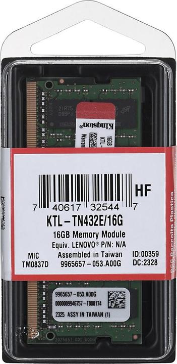Actual product image Kingston Ddr4 Ecc Sodimm (1 x 16GB, 3200 MHz, DDR4-RAM, SO-DIMM)
