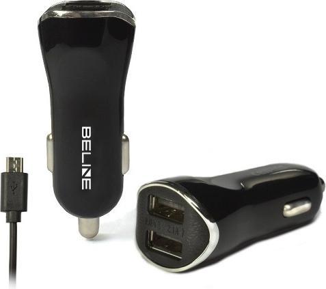 Beline Car charger 2xUSB + microUSB 2.1A black
