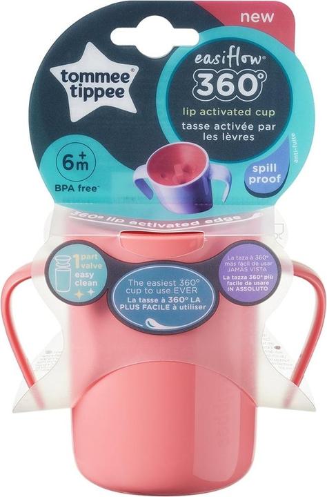 Productafbeelding Tommee Tippee 360° Eleiflow-beker met 200 ml handgrepen, Roze, 1 stuk