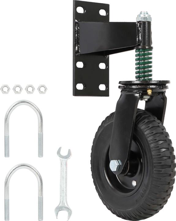 Image du produit Wiltec Roulette portail 200mm 275kg max Caoutchouc Vis montage 360° Roue porte