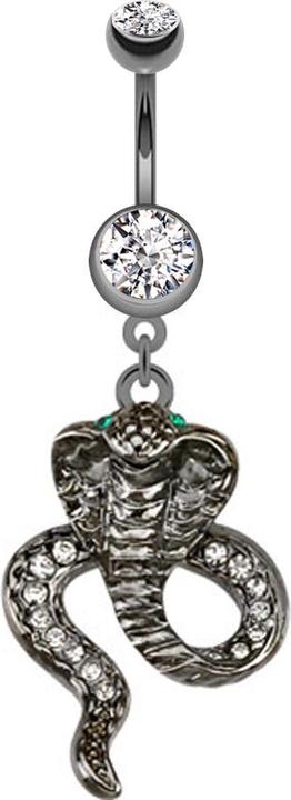 Actual product image Star Piercing Banana black with pendant Cobra (Surgical steel 316L, without brass)