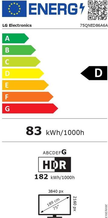 Energy Label LG 75QNED86A6A (75", QNED86, QNED, 4K, 2025)
