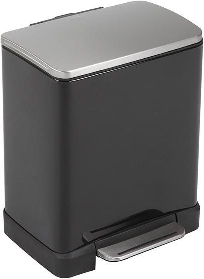 Actual product image EKO Pedal bin E-Cube 20 L Black matt Stainless steel with soft-closing lid and synthetic material (20 l)