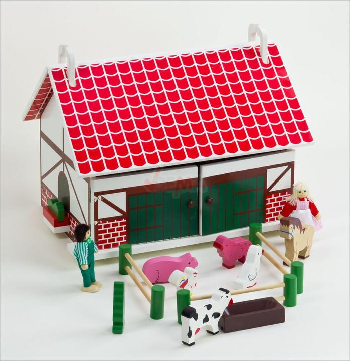 Produktbild Dema Kinder Holz Spielzeug Bauernhof Farm Set m. Puppen Tiere Stall Hof Holzspielzeug