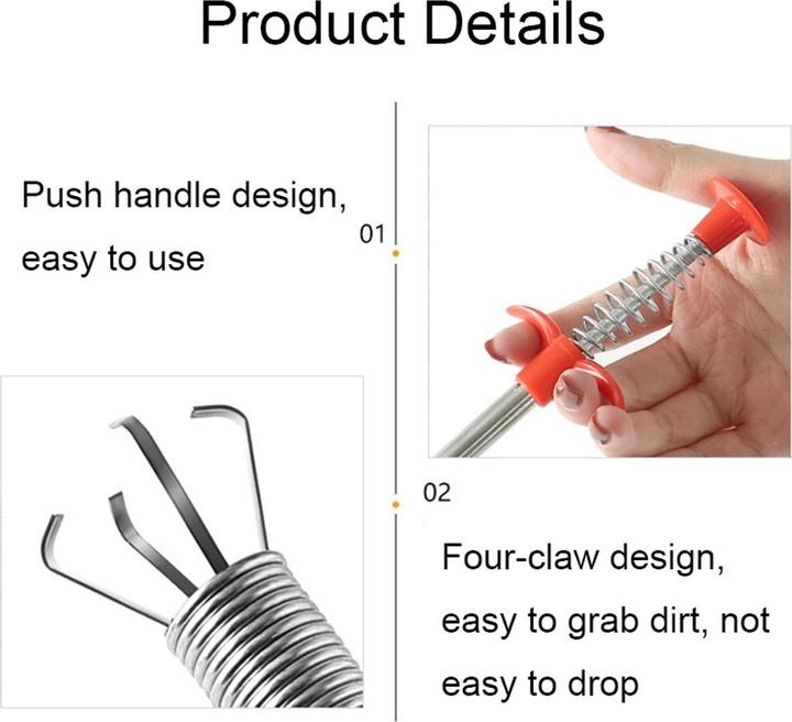 Produktbild König Design Abflussreiniger Rohrbürste Abflussfrei Rohr Abfluss Siphon Bürste Spirale Haare (1 Stk.)
