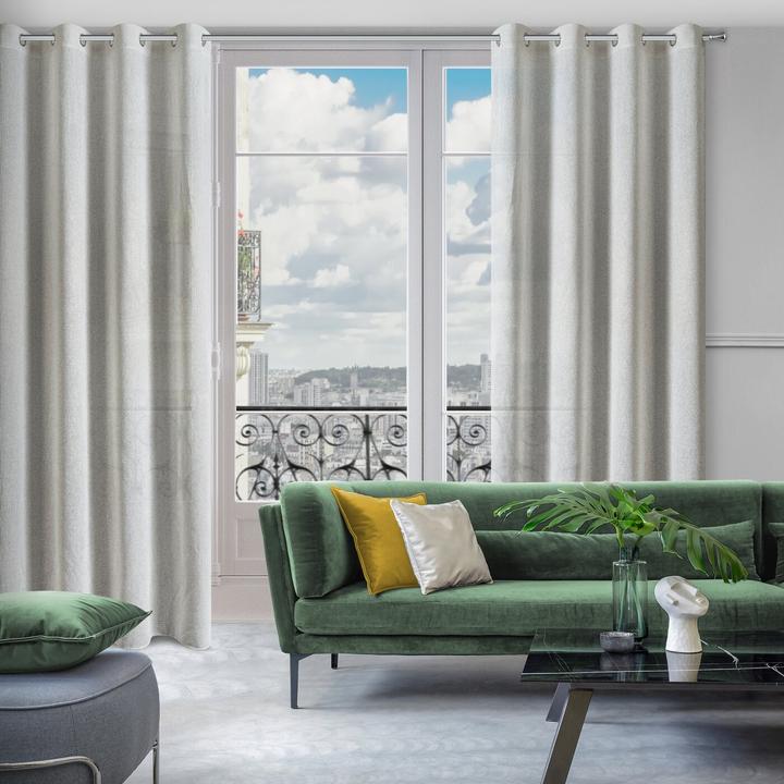 Actual product image Eurofirany ABBY curtain with mesh structure and bouclé, natural colour, copper, 140 x 270 cm, eyelets/circles (140 x 270 cm)