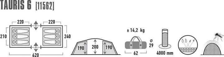 Produktbild High Peak Tauris 6 (Tunnelzelt, 14.50 kg, 6 Personen)