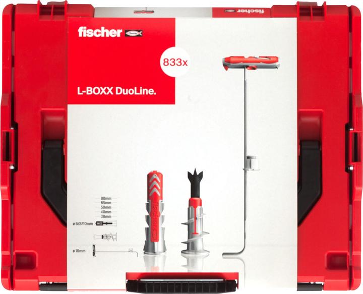 Actual product image Fischer Duo-Line dowel set in robust and storable L-Boxx, contents 833 dowels (833 pcs.)