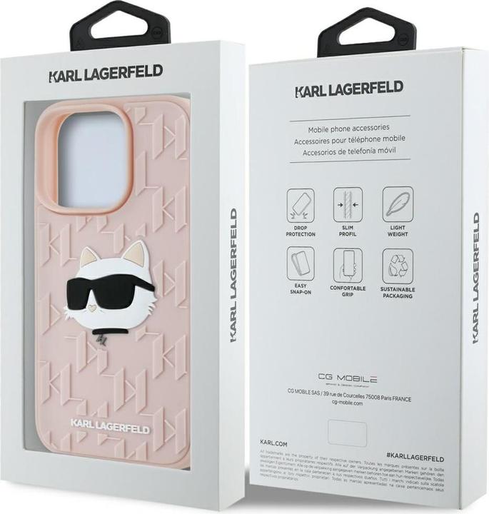 Produktbild Karl Lagerfeld Etui 3D Rubber Monogram & Choupette for iPhone 16 Pro Max pink (Apple iPhone 16 Pro Max)