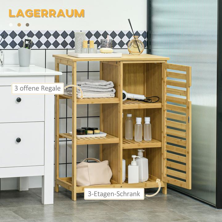 Immagine prodotto Kleankin Mobile da bagno con ripiano aperto e protezione antiribaltamento (66 x 33 x 87 cm)