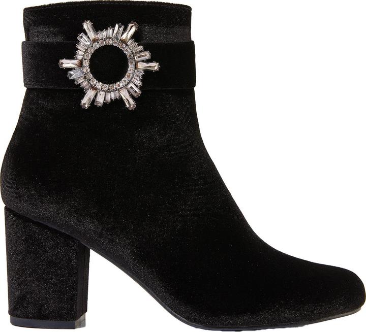 Actual product image Joe Browns Velvet Diamanté Buckle Chunky Ankle Boots (39)