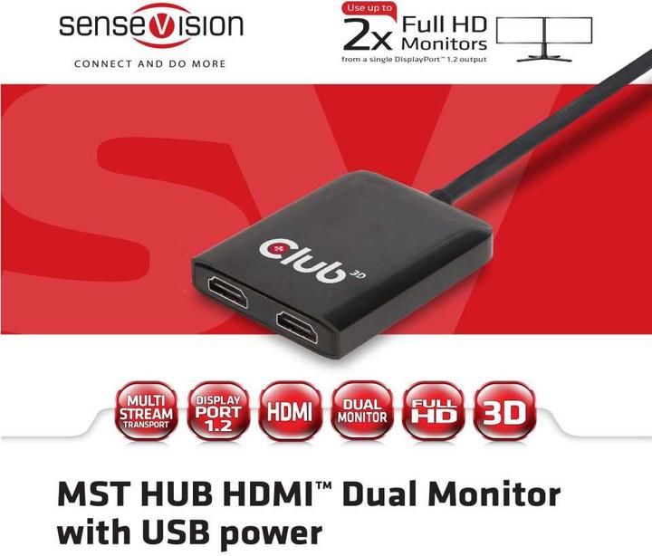 Actual product image Club 3D Multi Streaming Transport Hub DP -2xHDMI (HDMI, 20 cm)