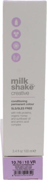 Produktbild Milk_Shake Vopsea permanenta Creative 10.7610VR, Blond Platinat Violet Rosu, 100ml (107610vr Red Violet Platinum Blond 100 Ml)