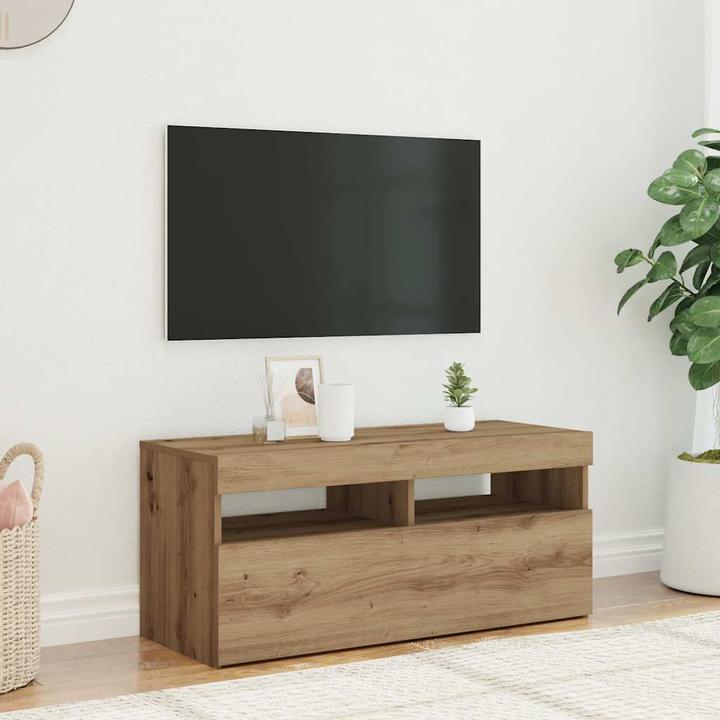 Image du produit VidaXL TV Schrank Lowboard Fernsehschrank Fernsehtisch mit LED Artisan-Eiche (90 x 35 x 40 cm)