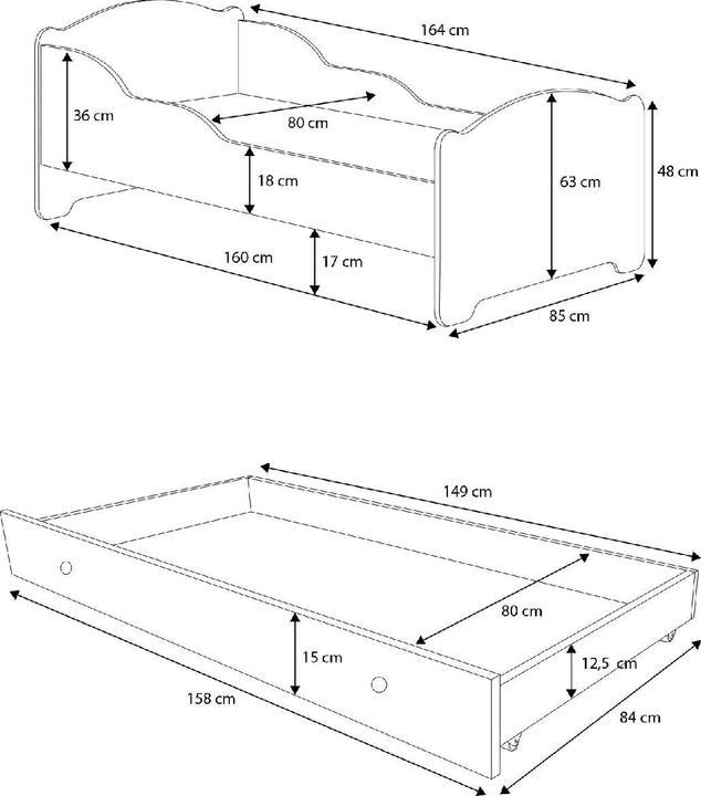 Produktbild ADRK Furniture Doppelbett mit Matratzen AMADIS II DIGGER 160x80 (160 x 80 cm)