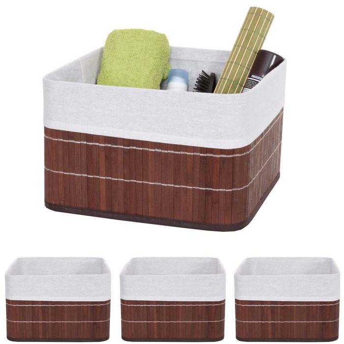 Produktbild Swisshandel24 4x Aufbewahrungskorb, Korb Aufbewahrungsbox Ordnungsbox Sortierbox Regalkorb, Bambus braun