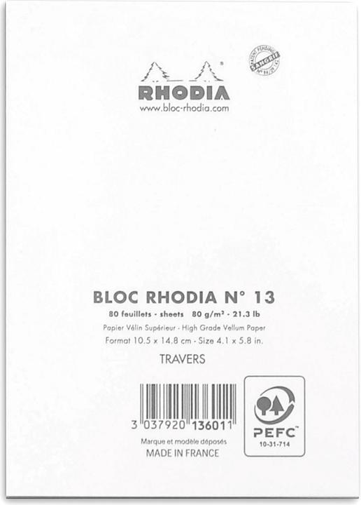 Image du produit Rhodia Blocs agrafés 80 g Basics (A6, À rayures)