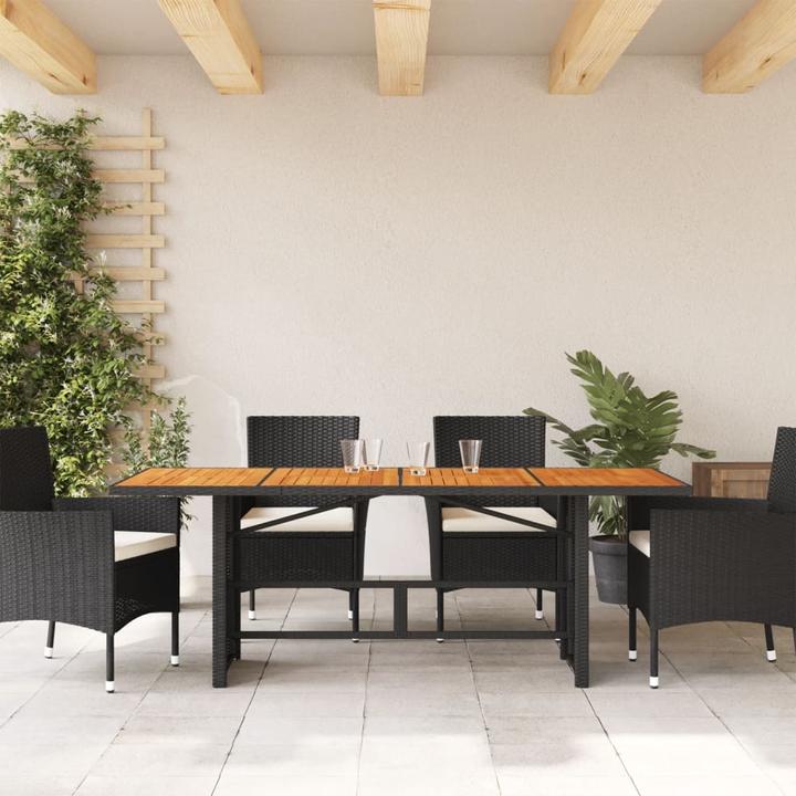 Image du produit VidaXL Table de jardin Table de terrasse avec plateau en bois Noir Poly Rattan (80 cm)