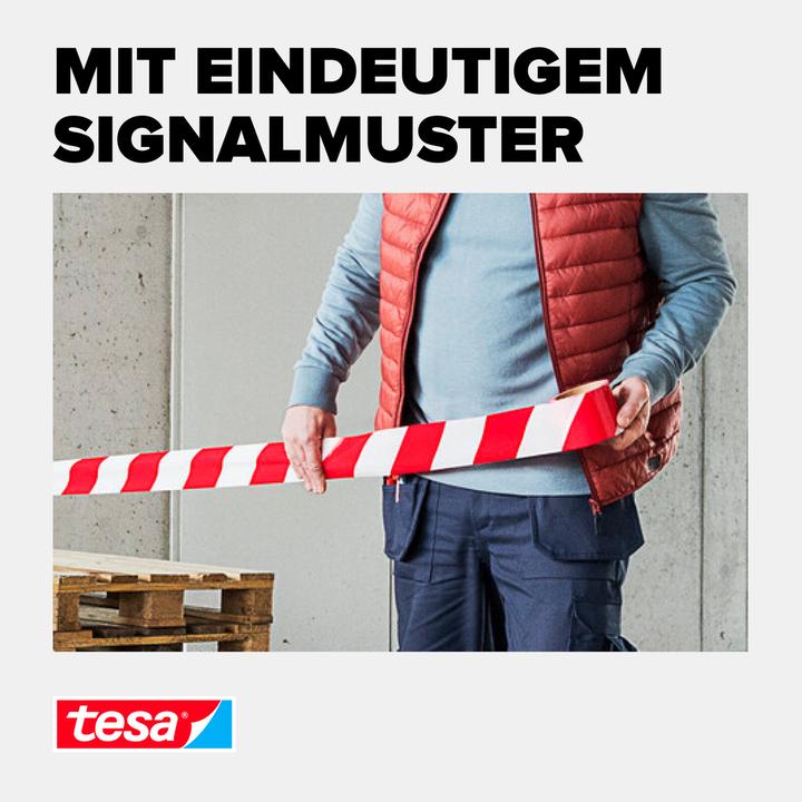 Actual product image tesa Signal barrier tape, non-adhesive warning tape for demarcating danger areas (80 mm)