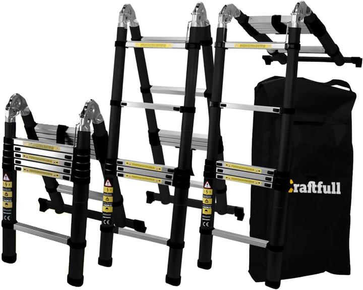 Actual product image Craftfull Telescopic ladder, 2 x 2.8 metres (Total 5.6 m) Black Edition (Telescopic ladder, 560 cm)