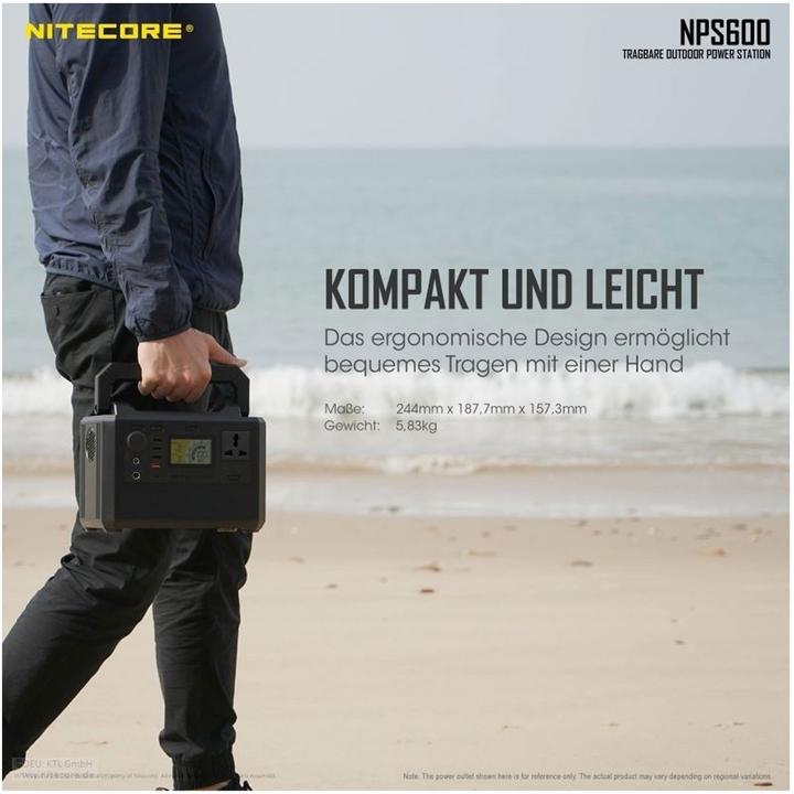 Produktbild Nitecore NPS600 Power Station 165000mAh und FSP100 faltbares Solarpanel mit max. 100W (594000 Wh)