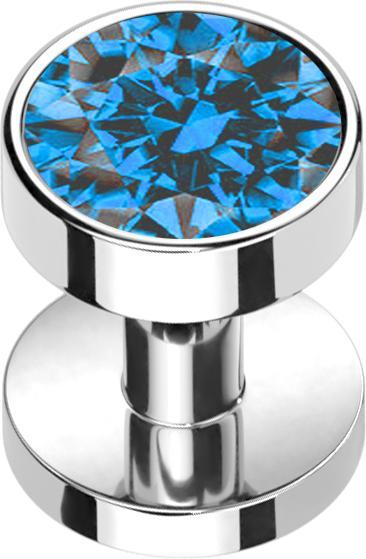 Produktbild Star Piercing Skin Diver silber mit Kristall hellblau (ohne Messing, Titan G23)