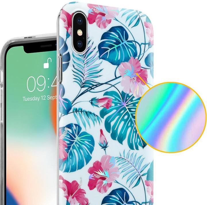 Actual product image Cadorabo IMD TPU Colorful Flowers & Leaves Cover (Apple iPhone X)