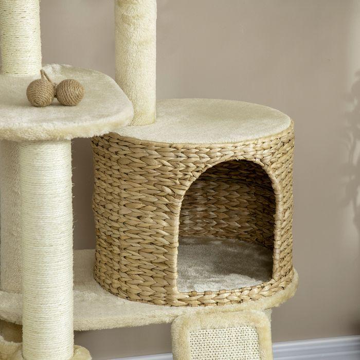 Actual product image Swisshandel24 Scratching post, 150 cm, cat tree with cat house, climbing tree with hammock and ramp, cat (150 cm, Brown, Cream)