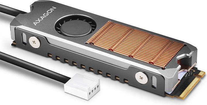 Image du produit Axagon CLR-M2FAN computer cooling system Solid-state drive Heatsink/Radiatior Grey 1 pièce(s)