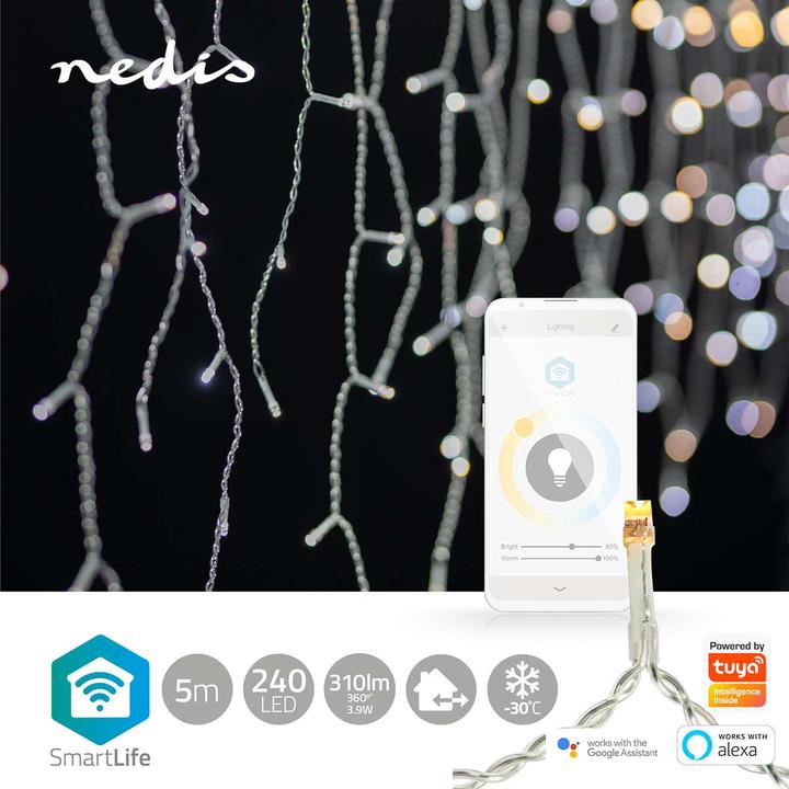 Immagine prodotto Nedis SmartLife LED decorativo | Wi-Fi | Bianco caldo o freddo | 240 LED | 5,00 m | Android™ / IOS (0.21 m)
