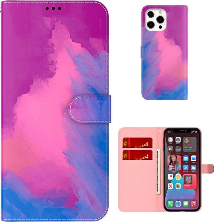 Immagine prodotto Art Custodia a libro per iPhone 13 Pro Custodia con slot per carte Pink Purple (Apple iPhone 13 Pro)