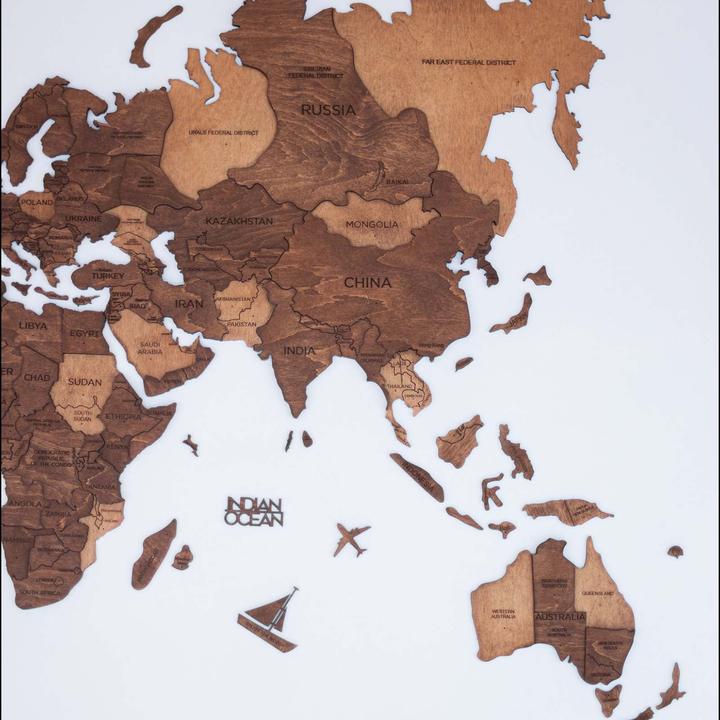 Image du produit Enjoy The Wood Carte du monde en 3D (90 x 150 cm)