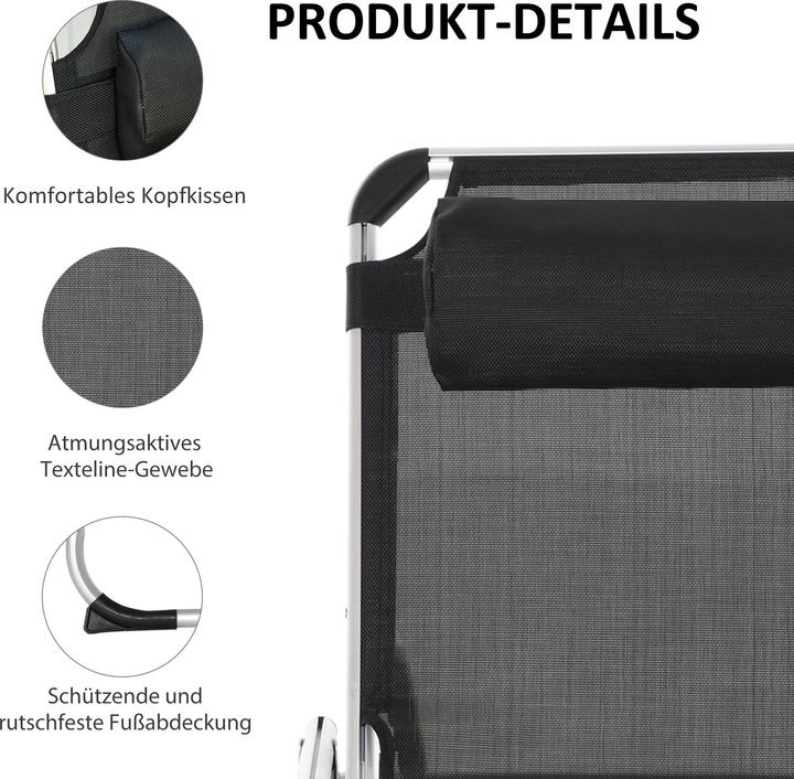 Image du produit Outsunny Chaise longue de jardin réglable en 5 positions (80 cm)