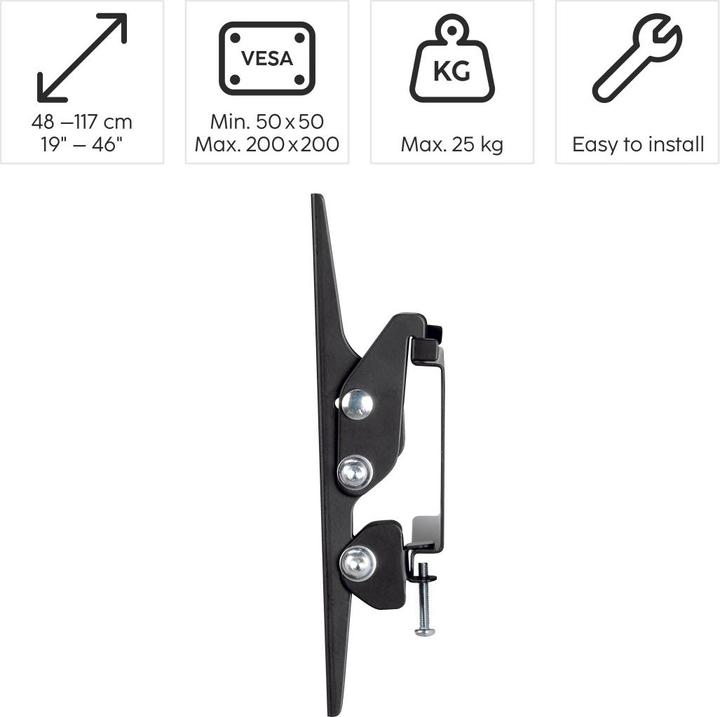 Actual product image Hama TV wall bracket, inclinable, 117 cm (46") up to 25 kg (Wall, 46", 25 kg)