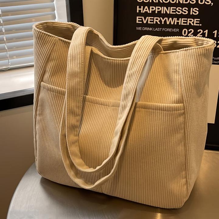 Immagine prodotto Only-Bags.Store Borsa in velluto a coste con tracolla fissa, tinta unita casual, chiusura con zip, foderata in