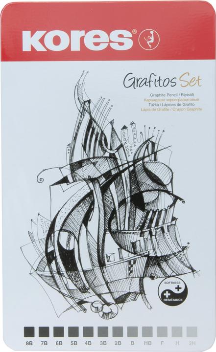 Produktbild Kores Bleistift ""Grafitos Art"", 12er Metalletui Künstler-Set, sortiert in unterschiedlichen Härtegraden (12 x)