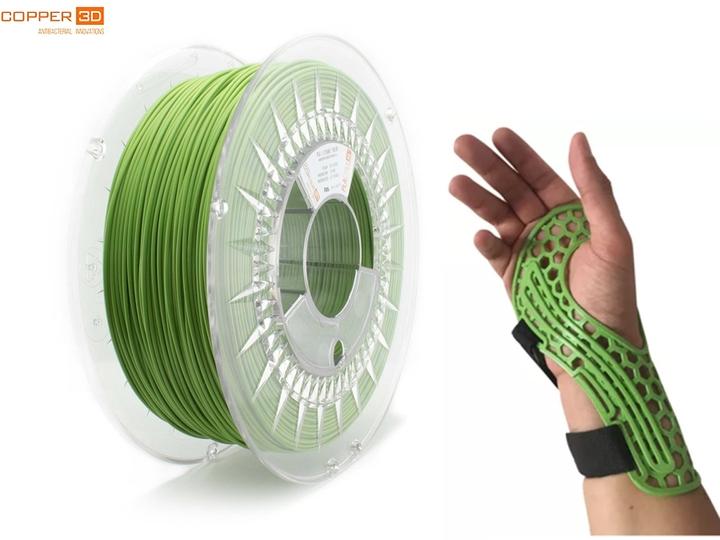 Immagine prodotto Copper 3D COPPER3D Filamento PLA PLACTIVE AN1 verde antibatterico 0.75kg 2.85mm (PLA, 2.85 mm, 750 g, Verde)