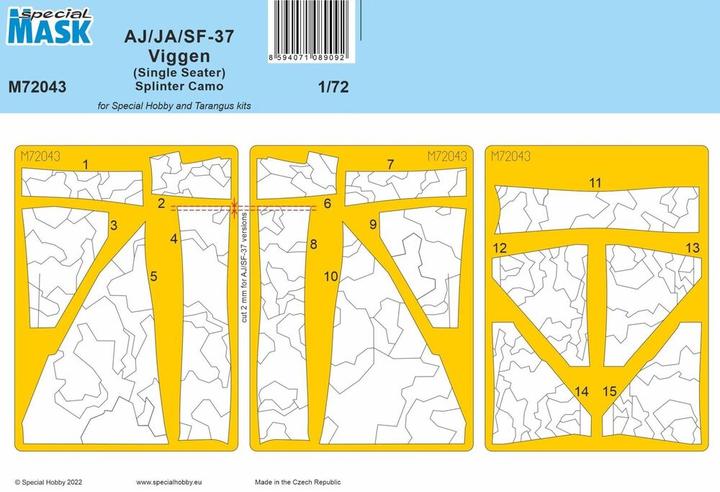 Actual product image Special Hobby AJ/JA/SF-37 Viggen (Single Seater) Splinter Camo MASK