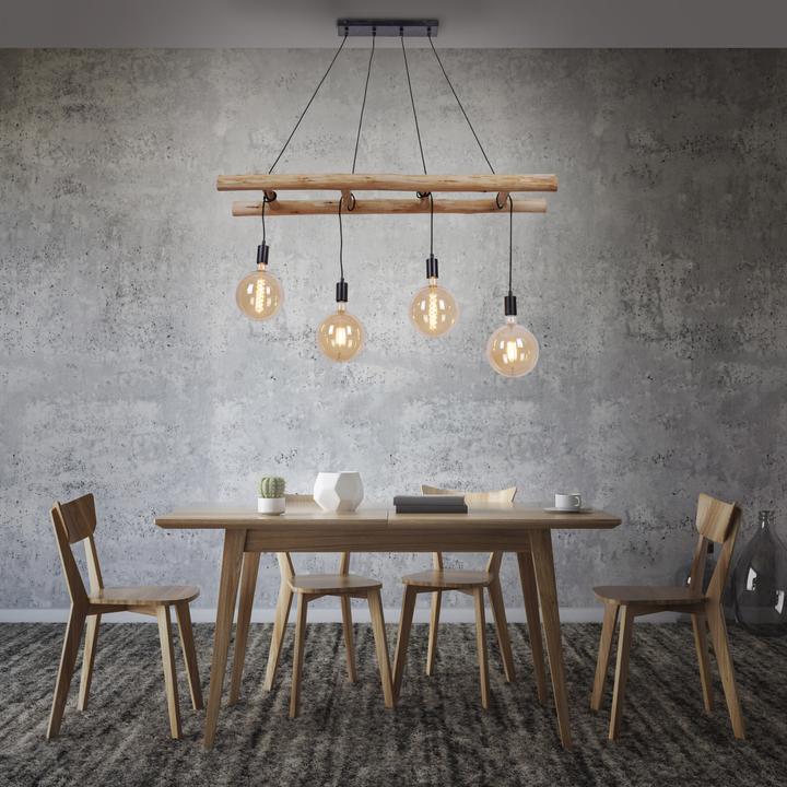 Actual product image Leuchten Direkt Pendellampe EDGAR Eukalyptusholz Kombination aus Holz & lackiertem Eisen (E27)