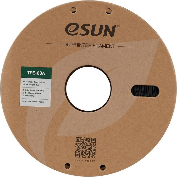 Produktbild eSUN TPE-83A eLastic Schwarz flexibles Filament 1.75mm 1Kg (TPU, 1.75 mm, 1000 g, Schwarz)