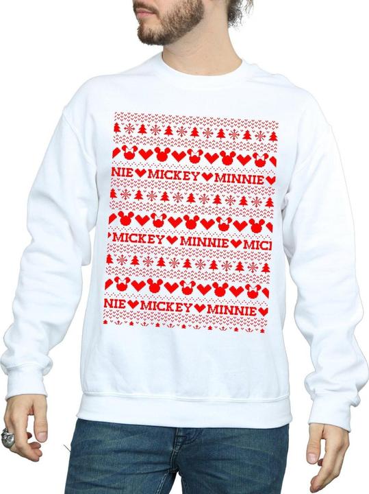 Actual product image Disney Mens Mickey And Minnie Christmas Fair Isle Sweatshirt (XXL)