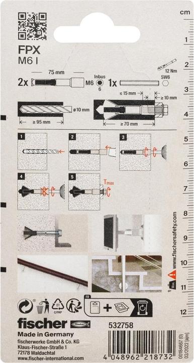 Actual product image Fischer Aerated concrete anchor FPX M6 (2 pcs.)